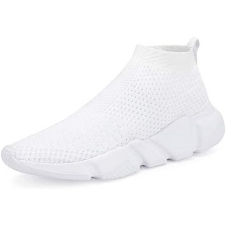 Womens Walking Shoes Mens Slip-On Sneakers Breathable Lightweight Athletic Running Shoes White