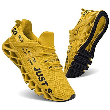 Mens Athletic Walking and Running Tennis Shoes Fashion Sneakers Yellow