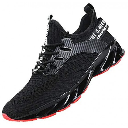 Mens Athletic Running Shoes Mesh Lightweight Sneakers Breathable Stylish Athletic Gym Shoes Casual Tennis Sport Shoes Black