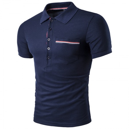 Casual Men's T-Shirt Short Sleeve Lapel Mens Polo Shirt British Style