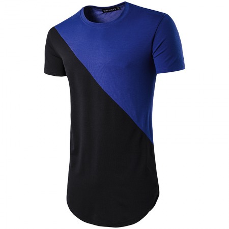 New Men's T-Shirt Slim Mid-Length Color Matching